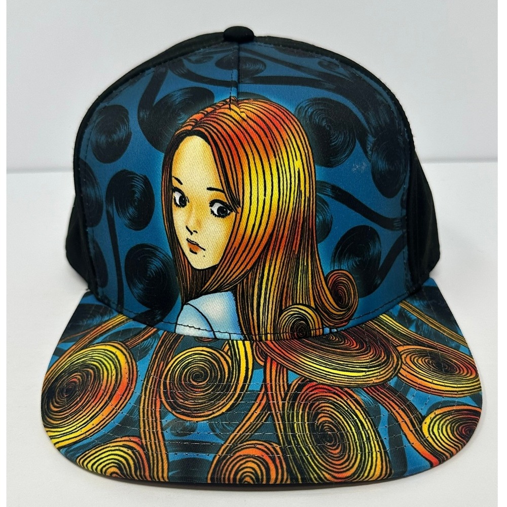 Junji Ito Uzumaki Kirie Goshima Spiral Anime Snapback Hat Black Multi Color Cap